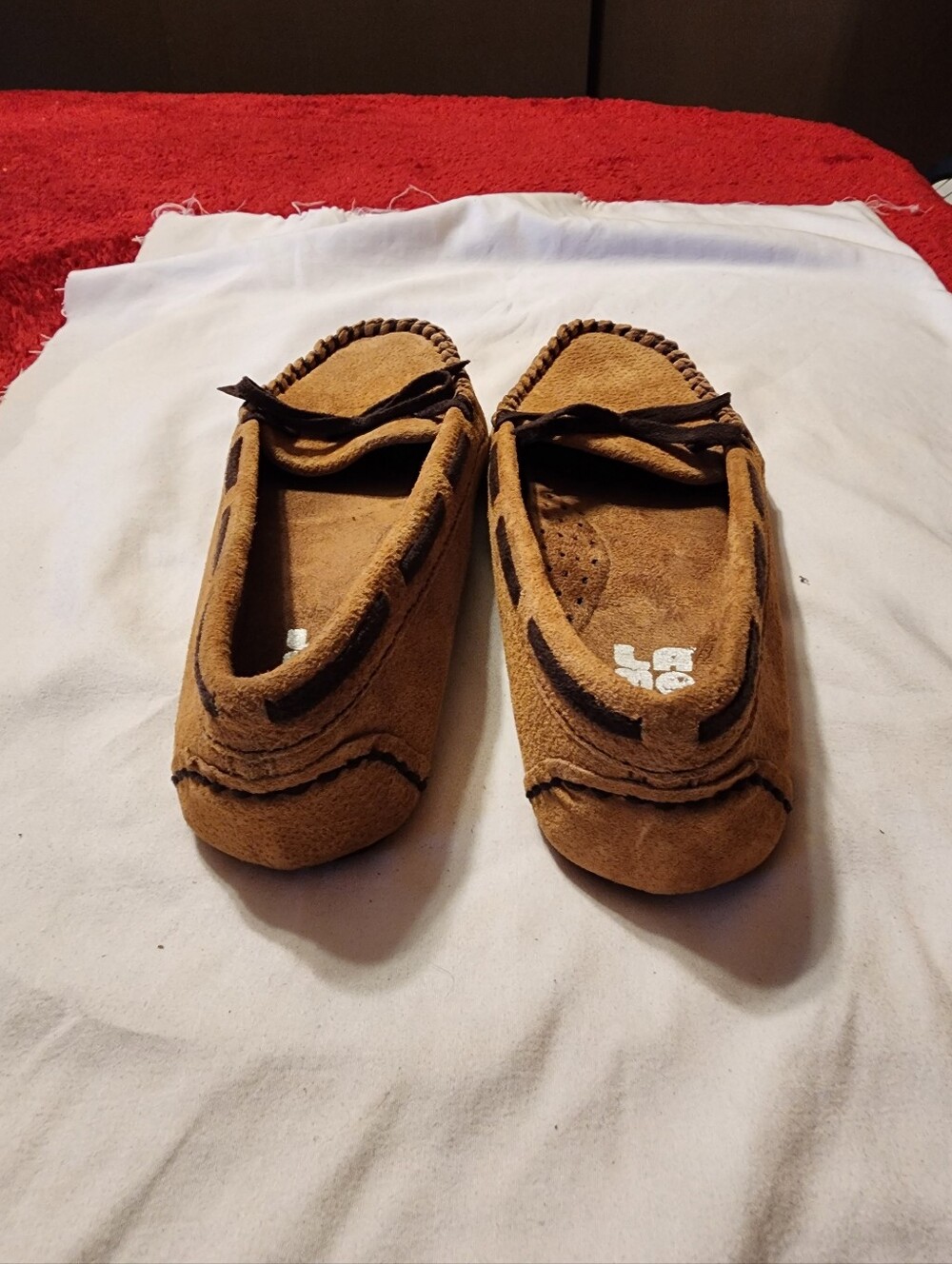 Lamo Tan Suede Slip-On Driving Moccasin with Dark Trim size 7 - Picture 3 of 6